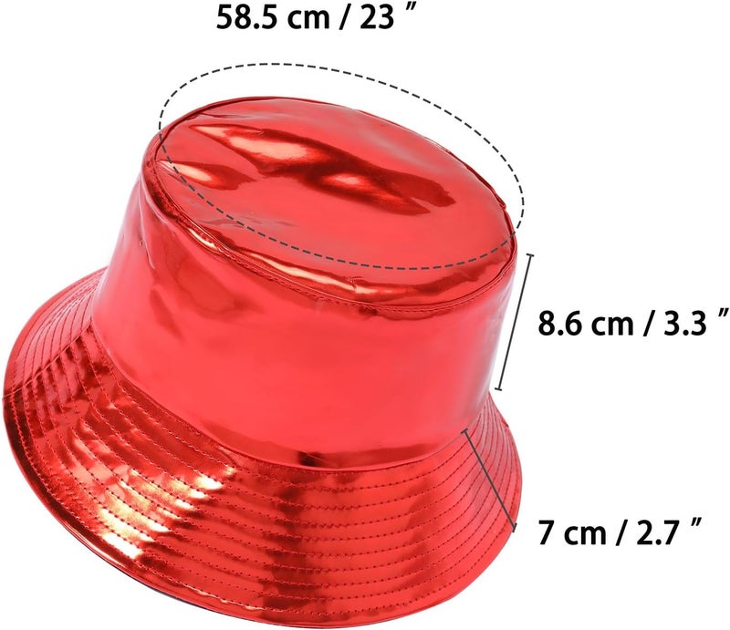 Milakoo Rave Hologram Metallic Bucket Hat Reversible Cap Reflective Waterproof Rain Fisherman Hat - Image 2